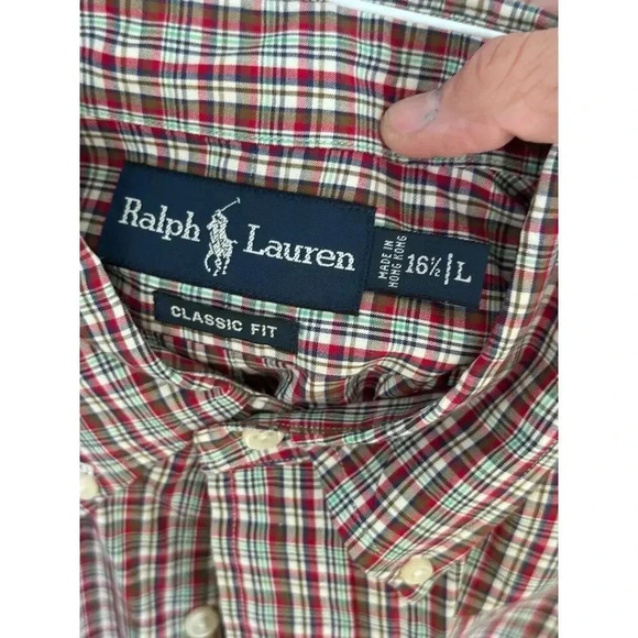 Ralph Lauren Long Sleeves Plaid Button-Down Classic Fit Shirt Size Large - Picture 3 of 4